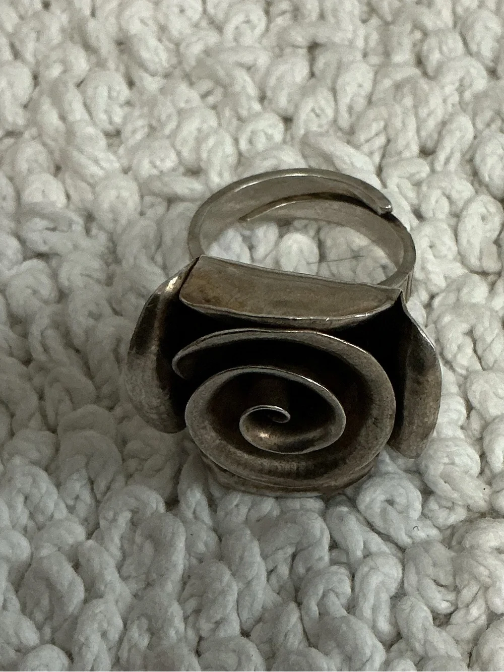 Vintage 925 Rose Adjustable Size Statement Ring
